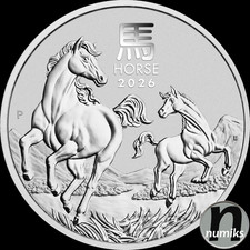 PFERD HORSE - Australien 2026 - 1 Oz Silber 9999 - Jahr des Pferdes - in Kapsel