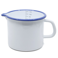 Milchtopf Emaille weiß-blau