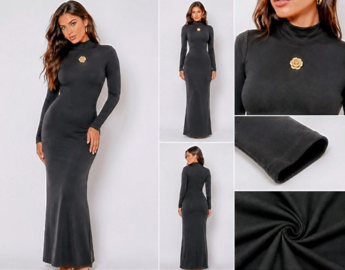 Länge schwarzes kleid langarm - kleid,