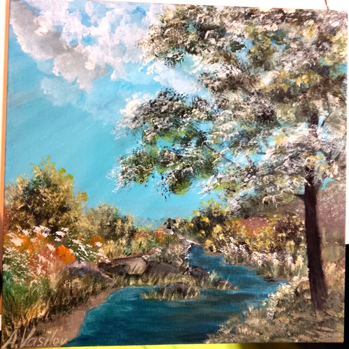 Original acrylbild kartonierte - original,