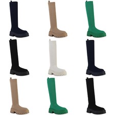 Damen Plateaustiefel Stiefel