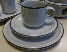 °14 tlg.  Kaffee-Geschirr-Konvolut Thomas Scandic brauner Rand