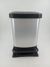 Rotho Mülleimer Treteimer Abfalleimer Modern Silber Kunststoff
