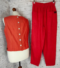 Hofius Outfit Set Top & Hose Leinen orange rot Sommer Style Öko Bekleidung Kombi