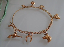 Bettelarmband 750 Gold 18 Karat Revolver Herz  Pferd Fisch Anhänger Armband 16cm