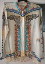 Traumhaft schöne Seidenbluse v. ETRO, ethnomuster Gr. 48