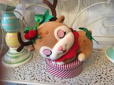 Plüschtier Rentier Reh Kirschen Schleifen Metallbox n. Tilda Art Landhaus NEU