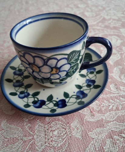 Bunzlauer keramik tasse mit - bunzlauer, keramik,