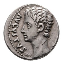 Linnartz ANTIKE Augustus AR-Denar (15-13 v. Chr) Lugdunum vorzüglich