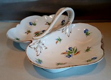 Alte Porzellanschale Henkelschale Schale Kornblumen geteilt