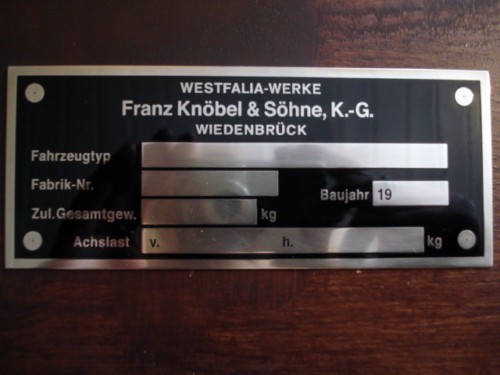 Typenschild westfalia werke - typenschild,