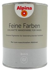 Alpina Feine Farben Basis 02 Wandfarbe zum Abtönen für innen edelmatt Grau - 1 L
