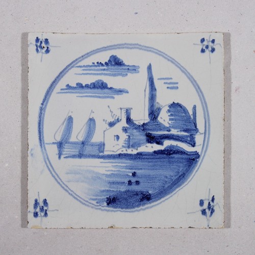 Delft fliese mit blaumalerei - fliese,