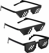3 Stück Pixel Brille, Lustige Sonnenbrille Unisex Pixel Mosaik Brille Thug Life 