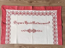 Antik 1900 Wandbehang Behang Herd Küche Eigener Herd Goldes wert Kreuzstich rot