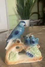 Blue bird family figurine - blue,