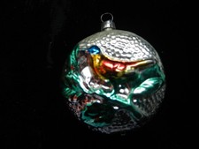 Vogel auf silb.Kugel ,Weihnachten ,alter Christbaumschmuck , Glas ,50er Jahre,