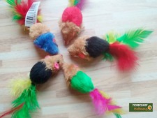 Katzenspielzeug Maus mit Federschwanz Spielmaus Catnip Plüschmaus Rassel 5 Stück