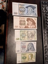 DM-Scheine Deutsche Mark Banknoten, Satz von 1977+1980 - DM 5,10,20,50,100 - TOP