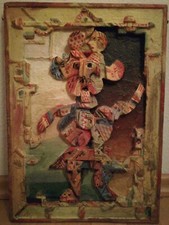 Handbemaltes holz Bild  35x25 cm mit Applikationen Holzbild wendbar objekt