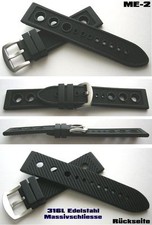 ME-2 RACER SPORT KAUTSCHUKUHRENBAND FEINGEBÜRSTETE DORNSCHLIESSE 20, 22, 24 mm