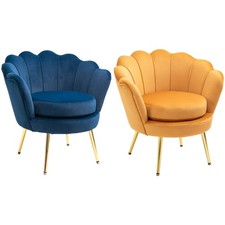 HOMCOM Sessel Polstersessel in Muschelform Relaxsessel mit Metallbeine