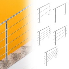 Geländer Edelstahl Handlauf Bausatz mit 0-5 Querstabhalter Stabgeländer Balkon