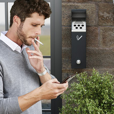 Aschenbecher Wandaschenbecher Metall Außenascher Wandascher abschließbar 40CM DE