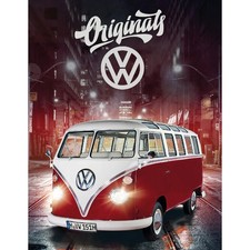VW Volkswagen Decke Bulli 087-B Rot | 130x170 cm | Tagesdecke Kuscheldecke