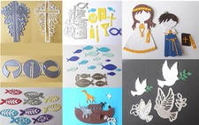 Stanzschablone Stanzform Taufe Kommunion Kind Kelch Fisch Kreuz Arche Taube