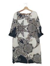 MADELEINE Tunikakleid Damen Kleid Gr. DE 38 hellgrau-wollweiß-schwarz