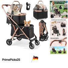 4in1 Hundebuggy doppelt Faltbar Haustierwagen für 2 Tiere bis 15kg