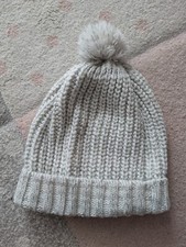 Damen Wollmütze Grau Weiß