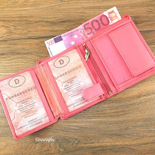 Kombi-Geldbörse Nappa-Leder, rosa, 16 Fächer, 121 x 101 x 20 mm, Unisex, 13127