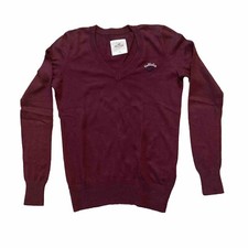 „Hollister" Damen Feinstrick-Pullover, V-Ausschnitt - Gr.XS - weinrot