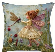 Doppelseitiger superweicher Kissenbezug Feenmädchen 45 cm x 45 cm