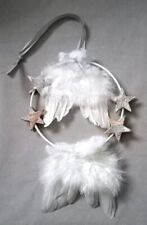 Metallring weiß mit Federflügeln 18cm x 54cm Fensterdeko Weihnachten Advent