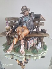 Capadimonte Stil Clown Reisen Hobo auf Bank Koffer tolle Details 7" hoch 