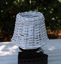 Lampenschirm aus Rattan in Weiß im Landhausstil für E27er Fassung, Clayre & Eef