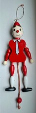 Hampelmann Pinocchio, rot -  24 cm Vintage, Holzspielzeug