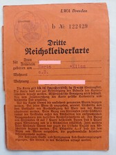 Dritte Reichskleiderkarte Gemeinde Adelsberg Kreis Chemnitz 1942