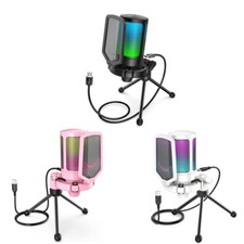 FIFINE USB Mikrofon RGB Kondensator Gaming Mikrofone PC mit Stummschalttaste