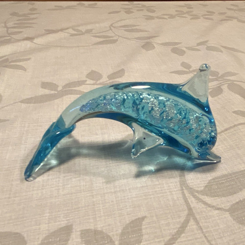 Glasfigur delfin blau klar - delfin, –