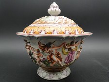 Deckeldose Porzellan Ernst Bohne & Söhne Rudolstadt Capodimonte Stil Faun Putto