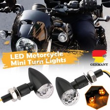 2x 12V Motorrad LED Mini Blinker Blinkerleuchte Schwarz Universal M8 E-Geprüft