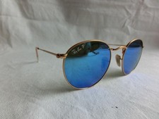 Ray Ban Sonnenbrille RB3447 Round Metal Polarisiert Blau verspiegelt