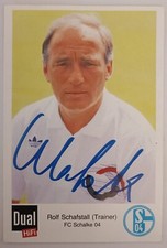 Rolf Schafstall  Schalke 04 handsignierte Autogrammkarte Saison 1987-88 Dual RAR