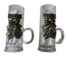 Obstler Schnapsgläser Shot Gläser Stamper 2 Stück mit Zinn Verzierung