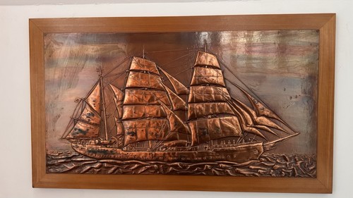 Großes kupferbild segelschiff - großes,