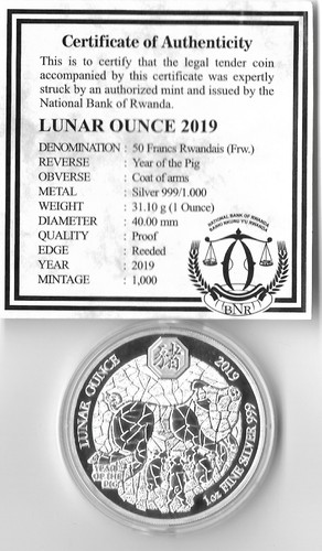 Ruanda 2019 unze - unze, 50